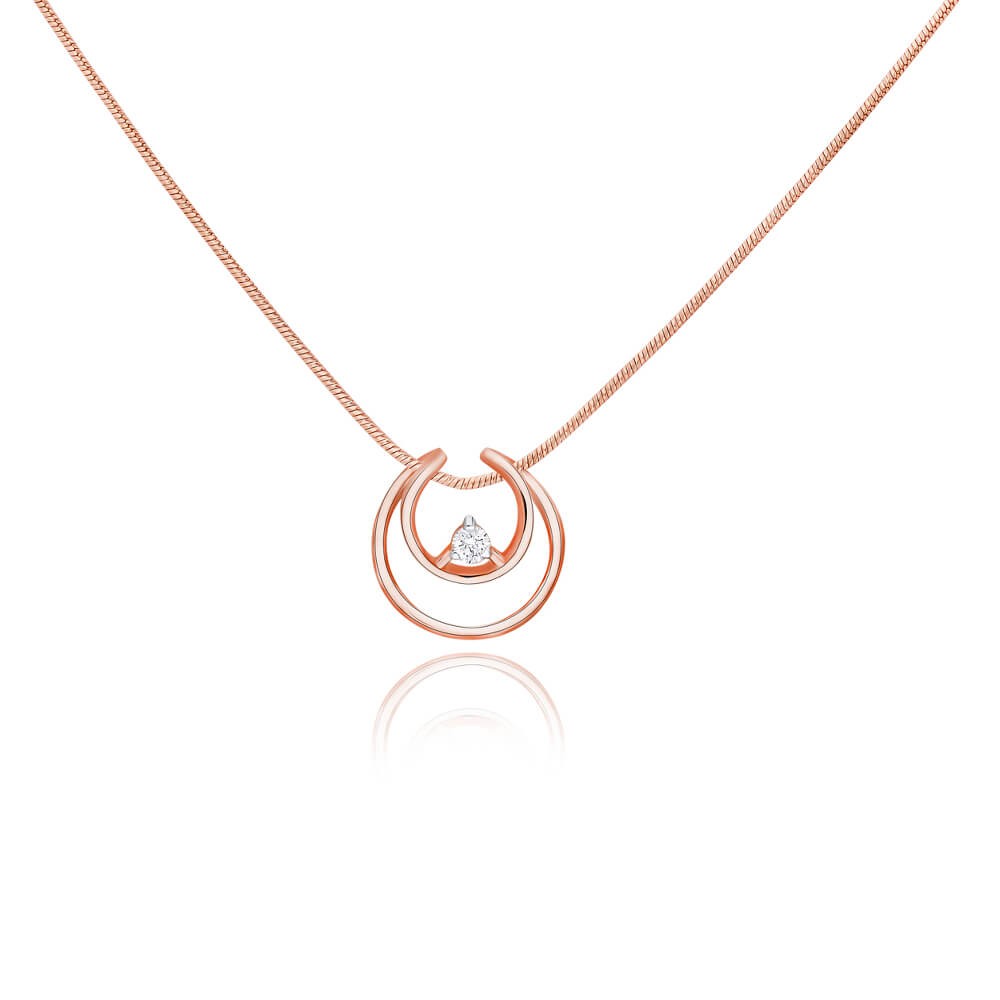Cushion Cut Natural Brown Diamond Necklace in 14K Rose Gold